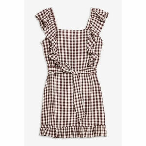 TOPSHOP Gingham Ruffle Mini‎ Dress Sz 8